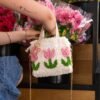 Pastel Tulip - Woven Tote Bag Kit-Handmade Tufting Embroidery Art