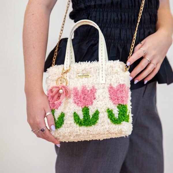 Pastel Tulip - Woven Tote Bag Kit-Handmade Tufting Embroidery Art