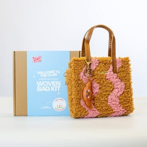BLUSH - BROWN WAVEY - Woven Tote Bag Kit-Crafts for Girls