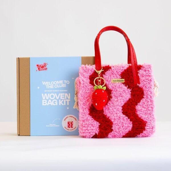 Pink - Red Wavey - Woven Tote Bag Kit