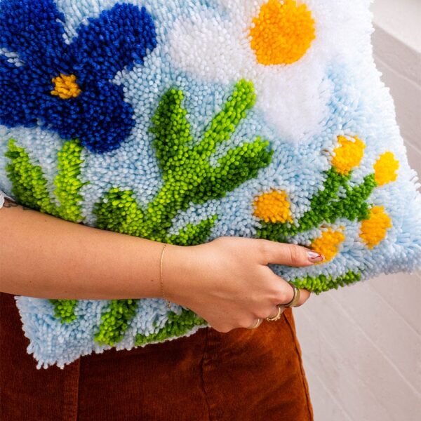Baby Blue Wild Blooms - Latch Hook Cushion Kit