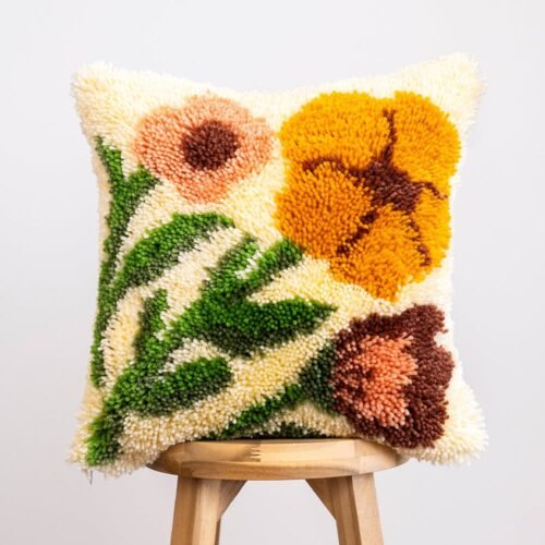 Earthy Wild Blooms - Latch Hook Cushion Kit unique