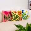 Fuchsia Wild Blooms - Latch Hook Cushion Kit-Kit for Beginners