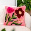 Fuchsia Wild Blooms - Latch Hook Cushion Kit-Kit for Beginners