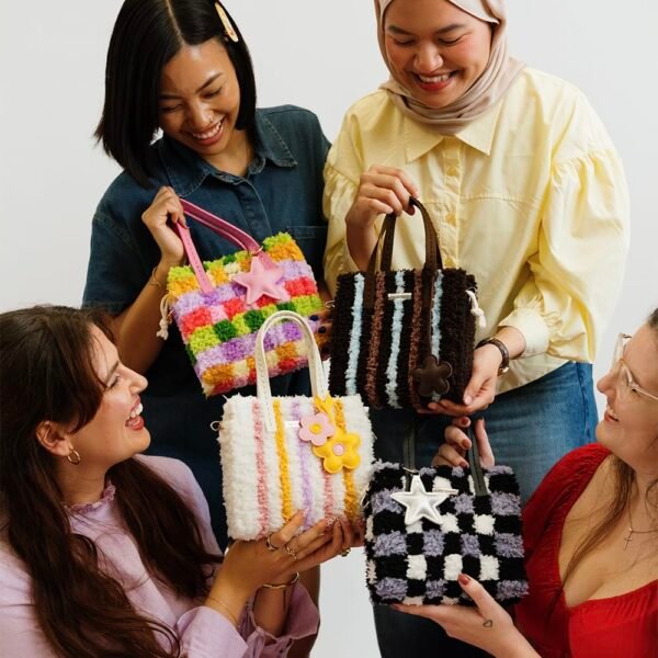 Black Checker- Woven Tote Bag Kit