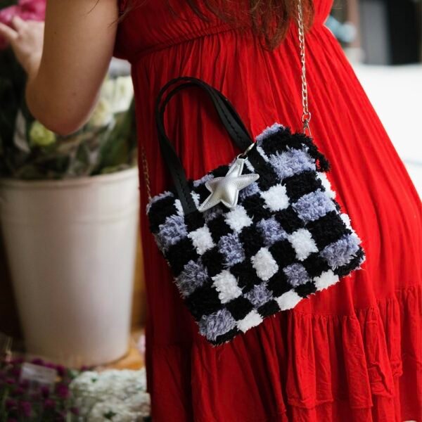 Black Checker- Woven Tote Bag Kit