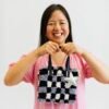 Black Checker- Woven Tote Bag Kit