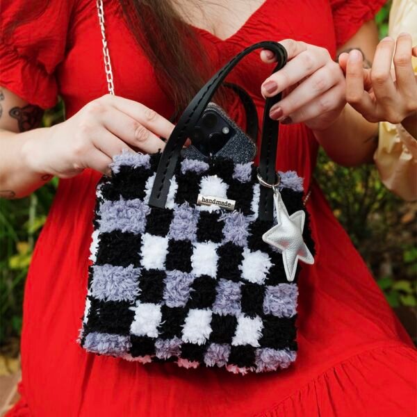 Black Checker- Woven Tote Bag Kit