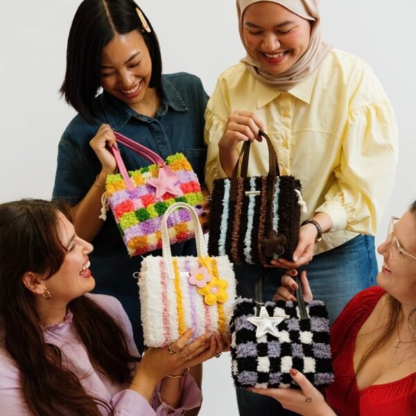 Rainbow Checker - Woven Tote Bag Kit