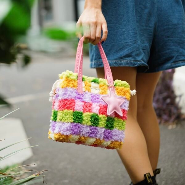 Rainbow Checker - Woven Tote Bag Kit